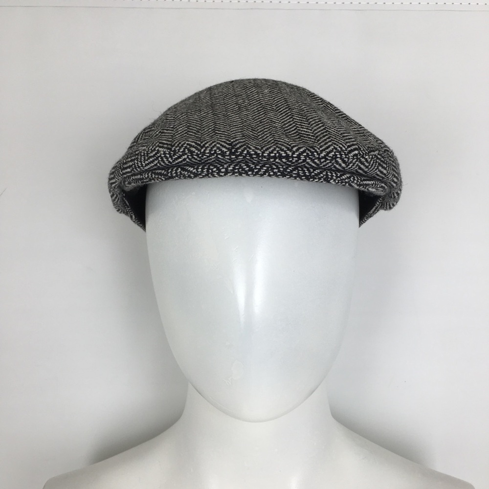 Jaxon Men’s Newsboy Wool Herringbone Cap Flat Hat Black White Size Small - Picture 10 of 10
